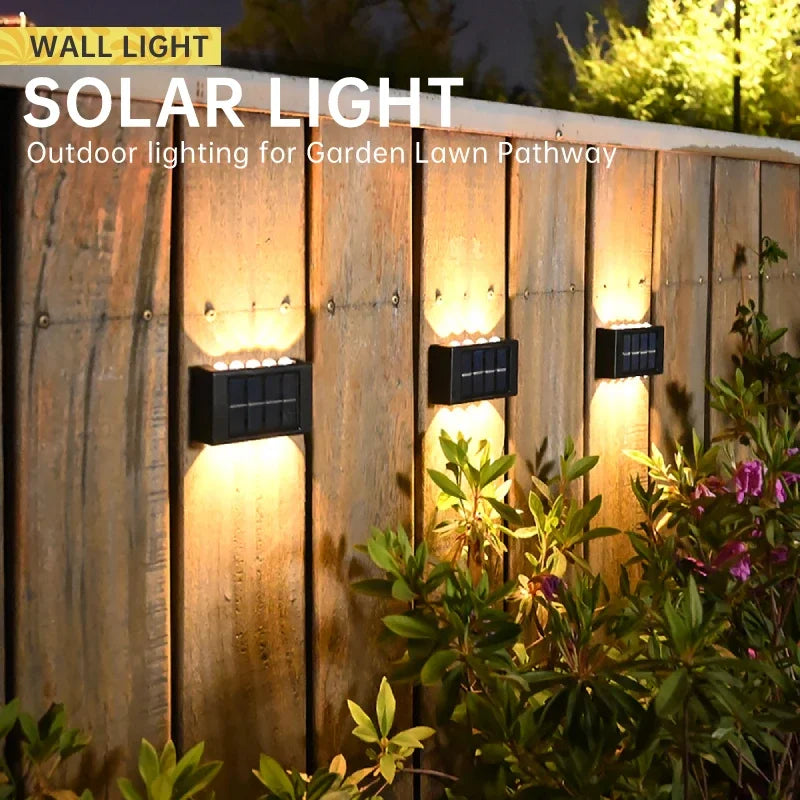 Lámpara de pared impermeable con energía solar, 2/6/10 LED, para patio, jardín, cochera