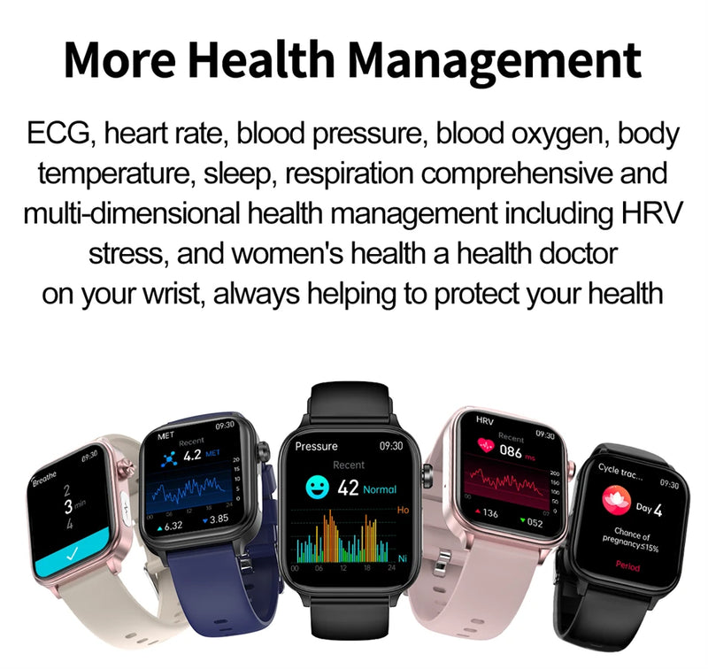 LIGE Health Medical Grade Smart Watch Blood Lipid Uric Acid ECG+PPG Body Temperature Bluetooth Call Smartwatch Men Women Watches