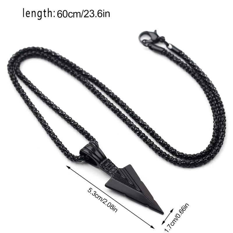 Collar largo de metal con forma de triángulo para hombre, colgante negro, cadena de joyería para hombre, fiesta de hip hop