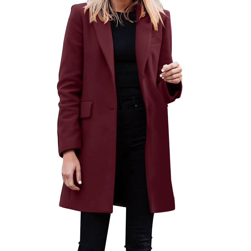 Chaqueta informal ligera y fina para mujer, abrigo ajustado de manga larga para oficina, negocios, chaqueta, gabardina larga, chaquetas de moda con temperamento