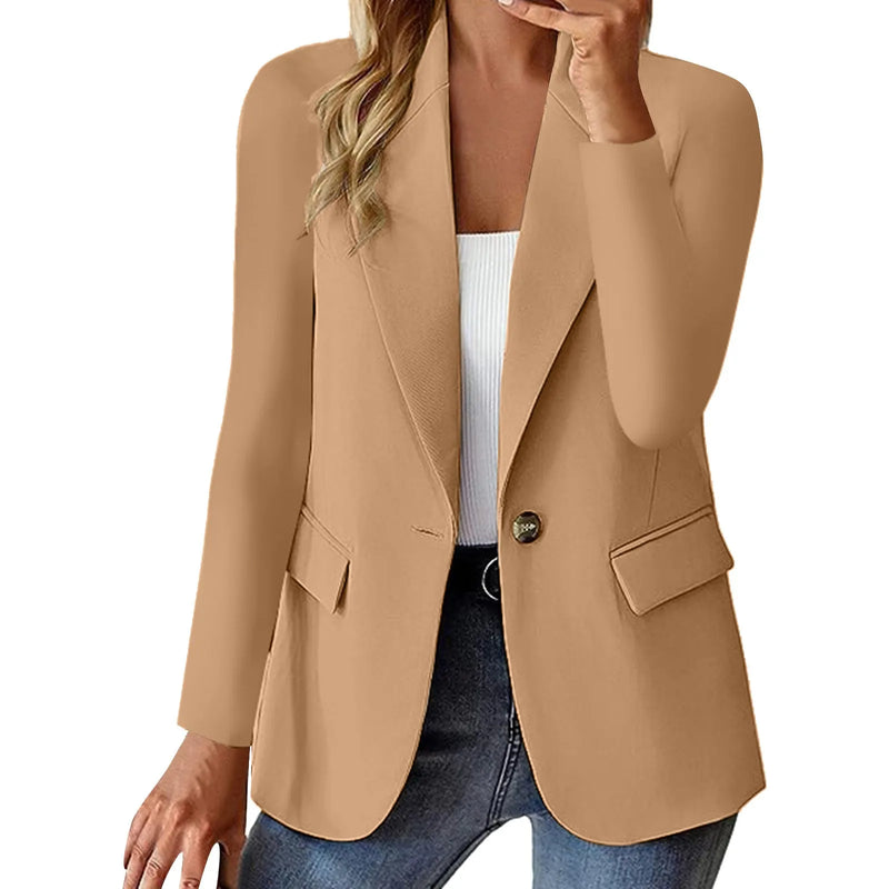 New Woman Clothing Korean Style Outerwear Long Sleeved Top Solid Color Cardigan Autumn Winter Office Lady Jacket Elegant Coat