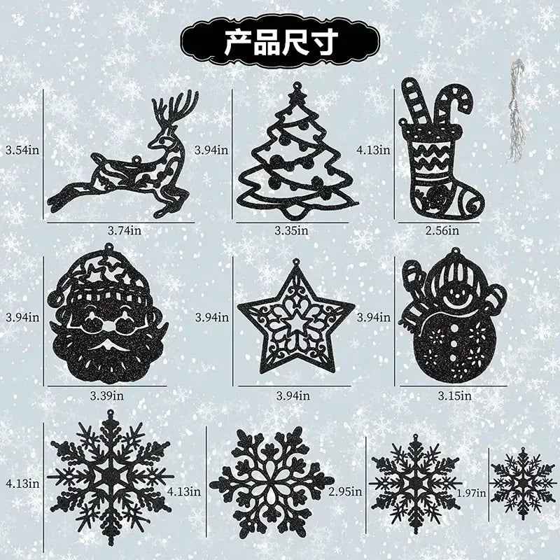 20Pcs Christmas Tree Decoration Hanging Ornaments Tree Snowman Reindeer Santa Snowflake Ornaments for New Year Winter Party