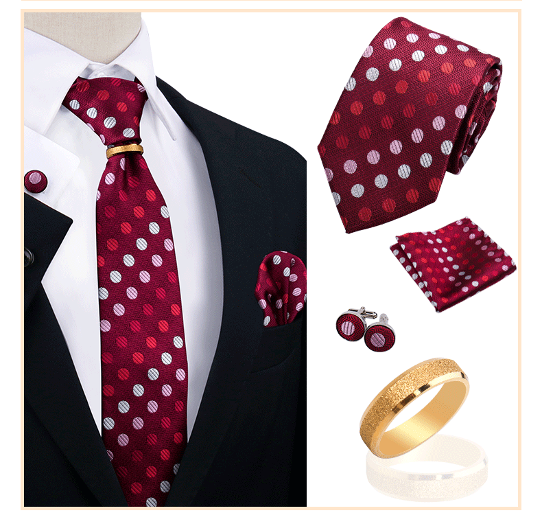 Corbatas para hombre con juego de broches y anillos, diseño de marca, corbatas, pañuelos, gemelos, regalos para bodas y fiestas, accesorios para hombre