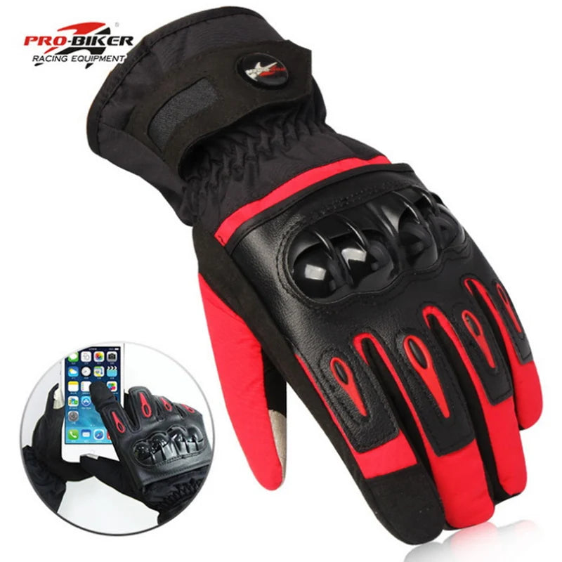 Guantes de motocicleta con envío gratuito para carreras, impermeables, resistentes al viento, de cuero cálido para invierno, para ciclismo, guantes fríos para bicicleta, guantes de motor Luvas