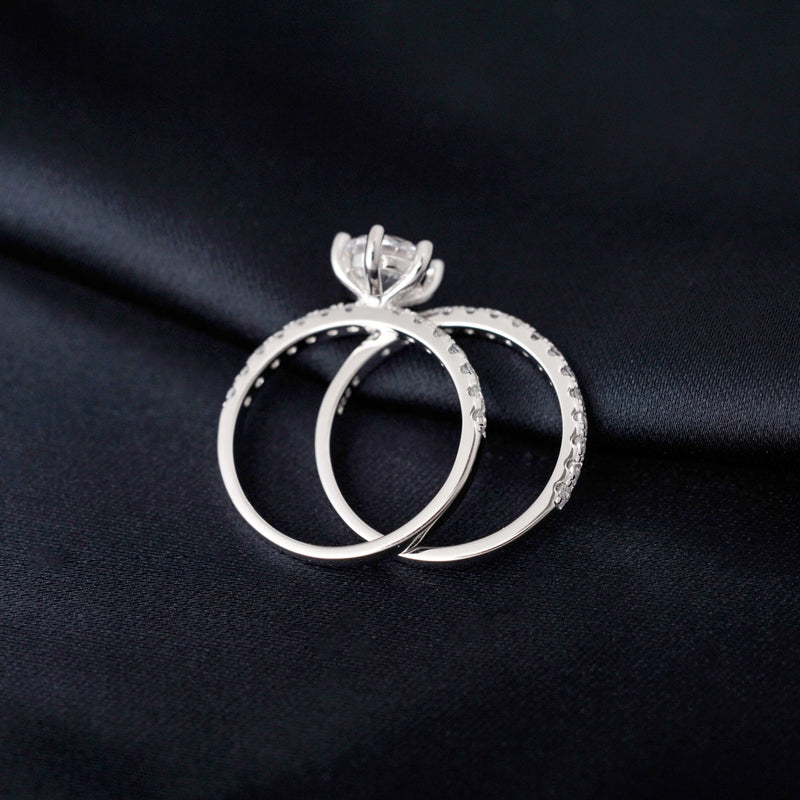 Anillo de compromiso de boda con solitario de circonita cúbica de corte redondo de 1,5 ct de Potiy, conjunto de novia, regalo de aniversario, plata esterlina 925