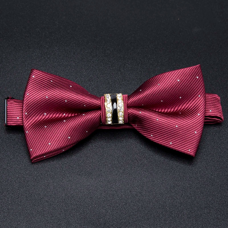 Men's Stripe Luxury Bowtie Necktie Formal Business Wedding Party Black Bow Tie Male Dress Shirt Accessories Gifts for Men Ties