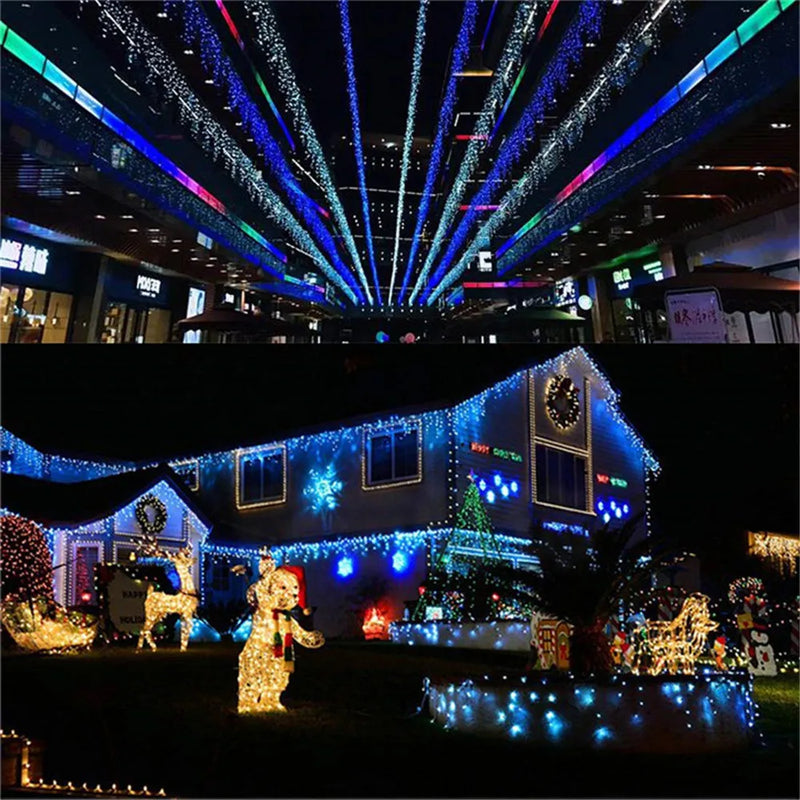 Christmas Decorations For Home Outdoor LED Curtain Icicle String Light Street Garland On The House Winter 220V Droop 0.3-0.4m