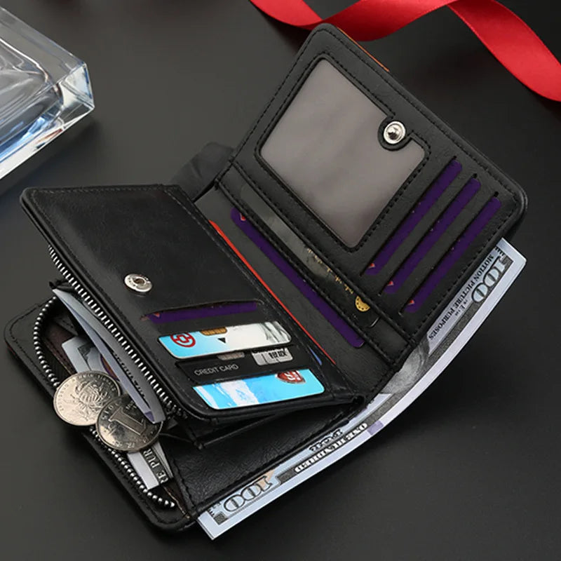 New Men's Wallet, Gentleman Retro Minimalist Multi Slot Billfold, Short Fashionable Youth Large Capacity Money Bag 12*9*3.5cm