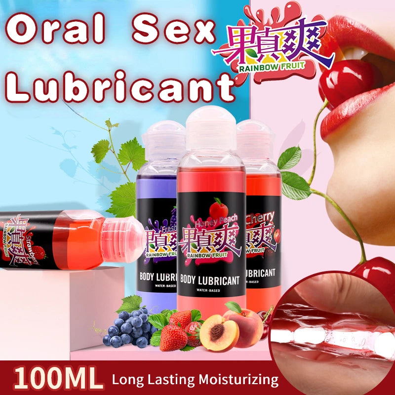 Fruity Oral Sex Lubricant 100ml Lickable Strawberry Flavor Water-based Lubricanting Fluid for Adults Sexual Anal Vagina Sex Lube