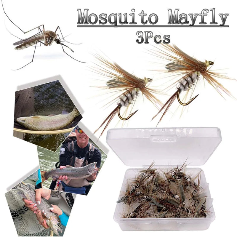 3Pcs Wet Fly Flies for Trout Fishing Flies Artificial Insect Hook Bait Mosquito Fly Fishing Trout Lures