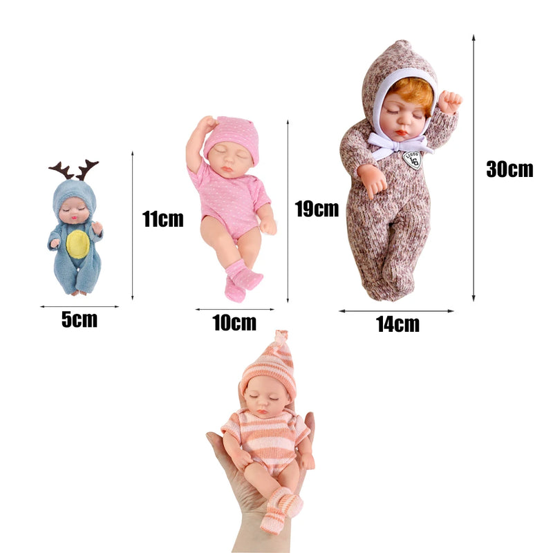 11/19/30cm Silicone Reborn Dolls Baby Reborn Toys Waterproof Vinyl Bebe Doll Cute Mini Reborn Baby Doll For Girls Birthday Gift