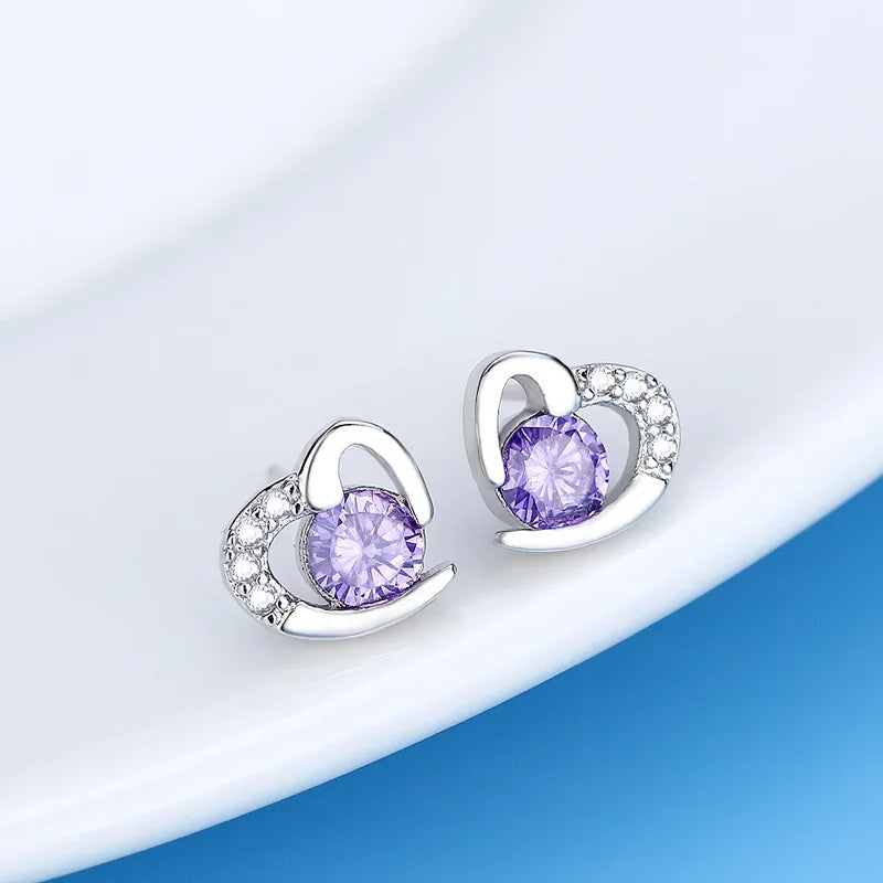 925 Sterling Silver Stud Earrings Zircon High Quality For Women's Wedding Fine Jewelry Accessories Gift