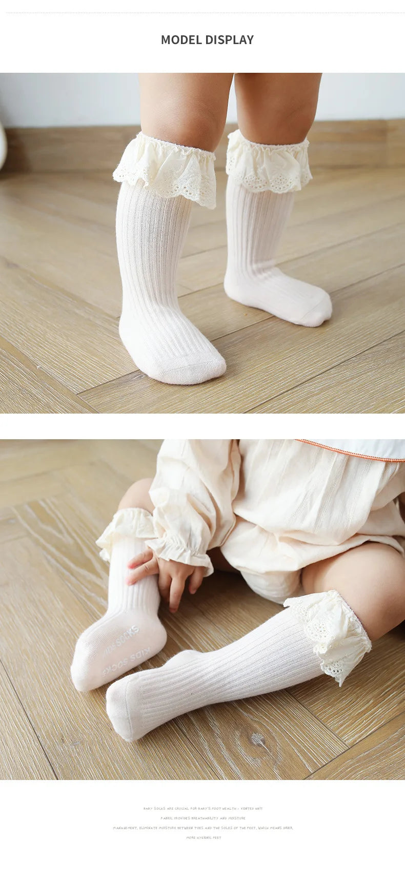 Baby Socks Newborn Lace Socks Baby Girl Knee High Long Infant Toddler Children Kids Non-slip Floor Socks Baby Stuff Accessories