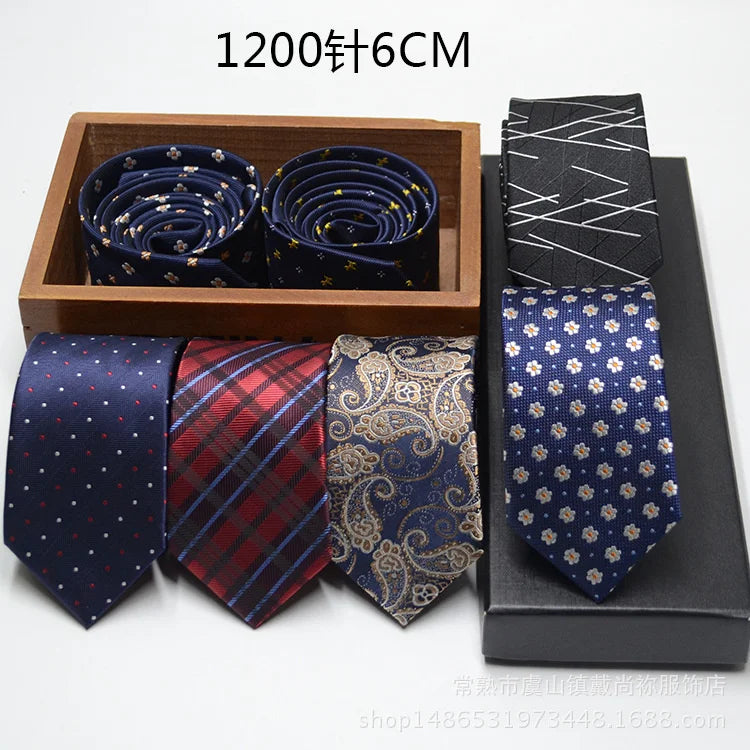 Korean Men's 6CM Polyester Paisley Necktie Narrow Skinny Striped Neck Ties Fashion Formal Wedding Cravat Suit Shirt Corbatas