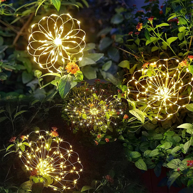 420LED Solar Firework Lights Outdoor IP65 Waterproof 300/200/60LED Solar Garden Flower Lights 1 Pack With 8 Lighting Modes Light