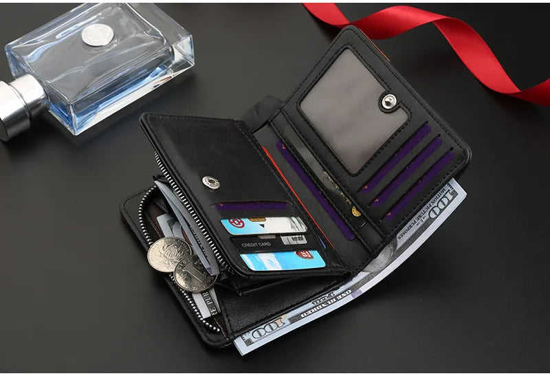 New Men's Wallet, Gentleman Retro Minimalist Multi Slot Billfold, Short Fashionable Youth Large Capacity Money Bag 12*9*3.5cm