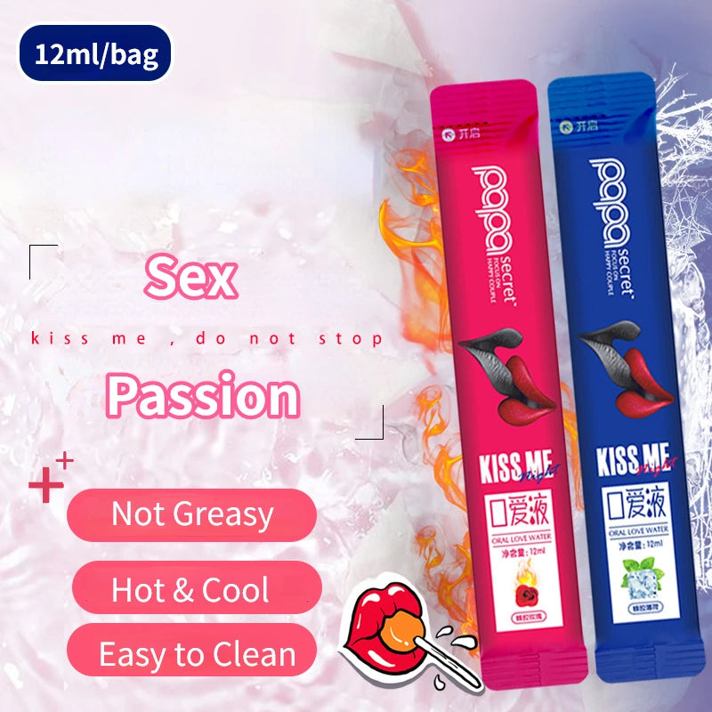 6pcs Oral Sex Water Liquid Edible Lubricant Strawberry Peach Flavor Ice Fire Lubricants Sex Toys for Women Men Couples Sexshop