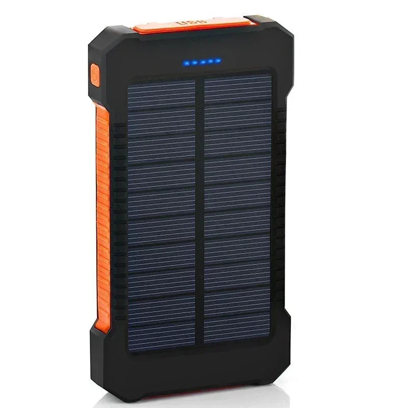 Banco de energía solar portátil de gran capacidad para exteriores, 20000 mAh, resistente al agua, carga súper rápida, linterna portátil para iOS y Android