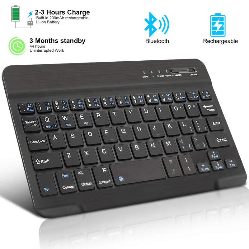 Bluetooth Wireless Keyboard Mouse Rechargeable For IOS Android Windows Tablet For iPad Air Mini Pro English Russian Keyboard