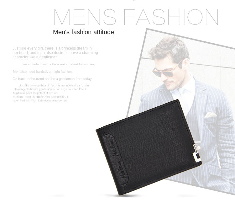 Cartera de moda para hombre, de piel sintética, tarjetero corto, monedero para hombre, billetera de diseño de lujo, tarjetero pequeño portátil para hombre