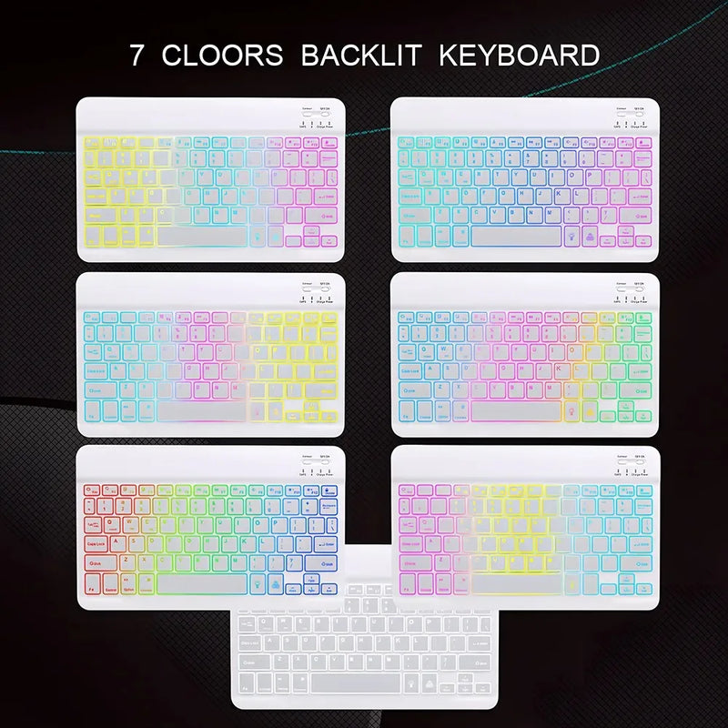 Teclado inalámbrico Bluetooth de 10 pulgadas con retroiluminación, panel táctil, teclado y ratón para PC, iOS, Android, Windows TV Box, iPad