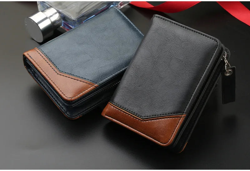 New Men's Wallet, Gentleman Retro Minimalist Multi Slot Billfold, Short Fashionable Youth Large Capacity Money Bag 12*9*3.5cm