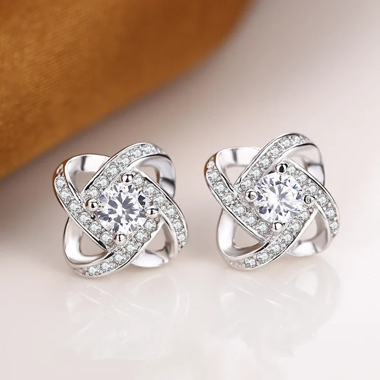 925 Sterling Silver Stud Earrings Zircon High Quality For Women's Wedding Fine Jewelry Accessories Gift