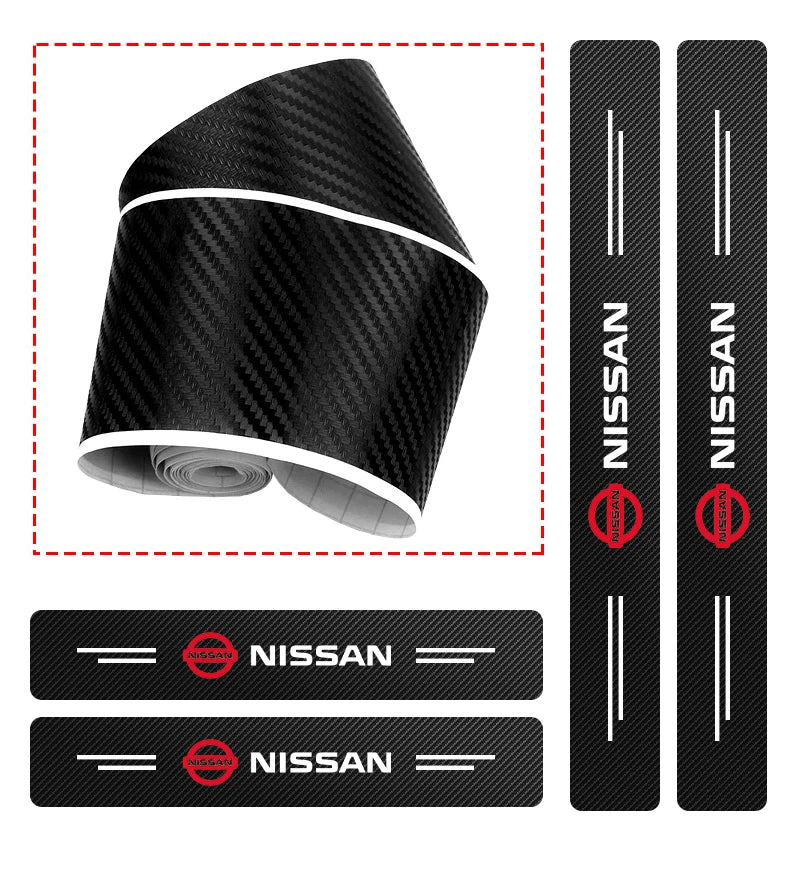 4pcs Car Door Plate Carbon Fiber Threshold Protector Sticker Decals For Nissan Qashqai Tiida j10 j11 2019 Auto Accessories