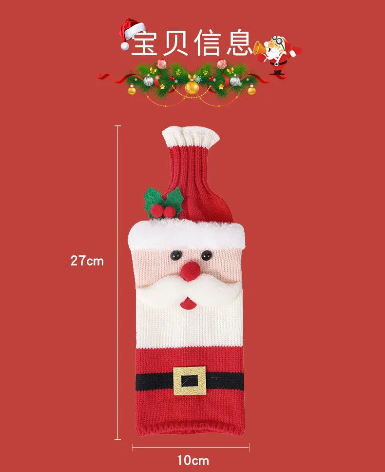 Christmas Decorations for Home Santa Claus Wine Bottle Cover Snowman Stocking Gift Holders Xmas Decor New Year