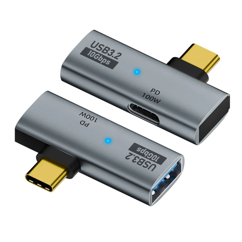 Divisor OTG tipo C 3.2 2 en 1 con adaptador convertidor USB C a USB 3.2 de carga rápida tipo C de 100 W PD para teléfono, tableta y MacBook