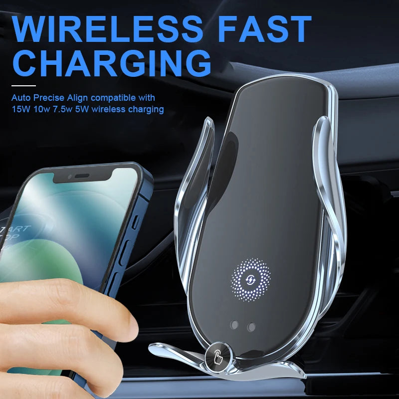 Universal Car Cell Phone Holder Bracket 15W Wireless Charging Handsfree Phone Holder In Car, For Dashboard Windshield Vent