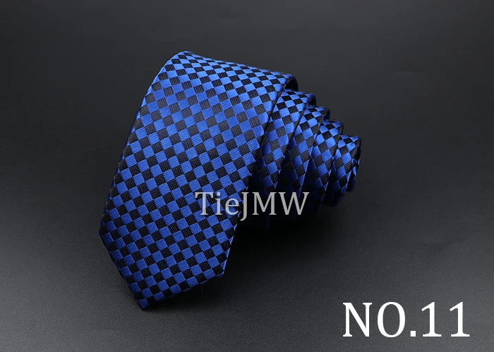 Men's Classic Skinny Stripe Necktie Red Navy Blue Ties Jacquard Woven Solid Plaid Dots Tie Daily Wear Cravat Wedding Party Gift