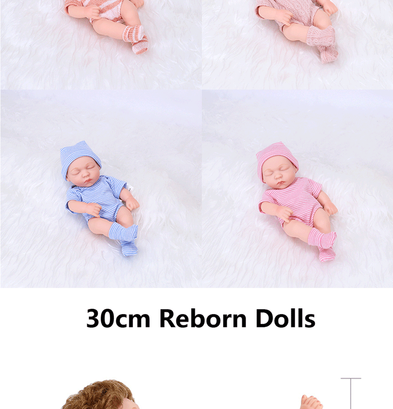 11/19/30cm Silicone Reborn Dolls Baby Reborn Toys Waterproof Vinyl Bebe Doll Cute Mini Reborn Baby Doll For Girls Birthday Gift