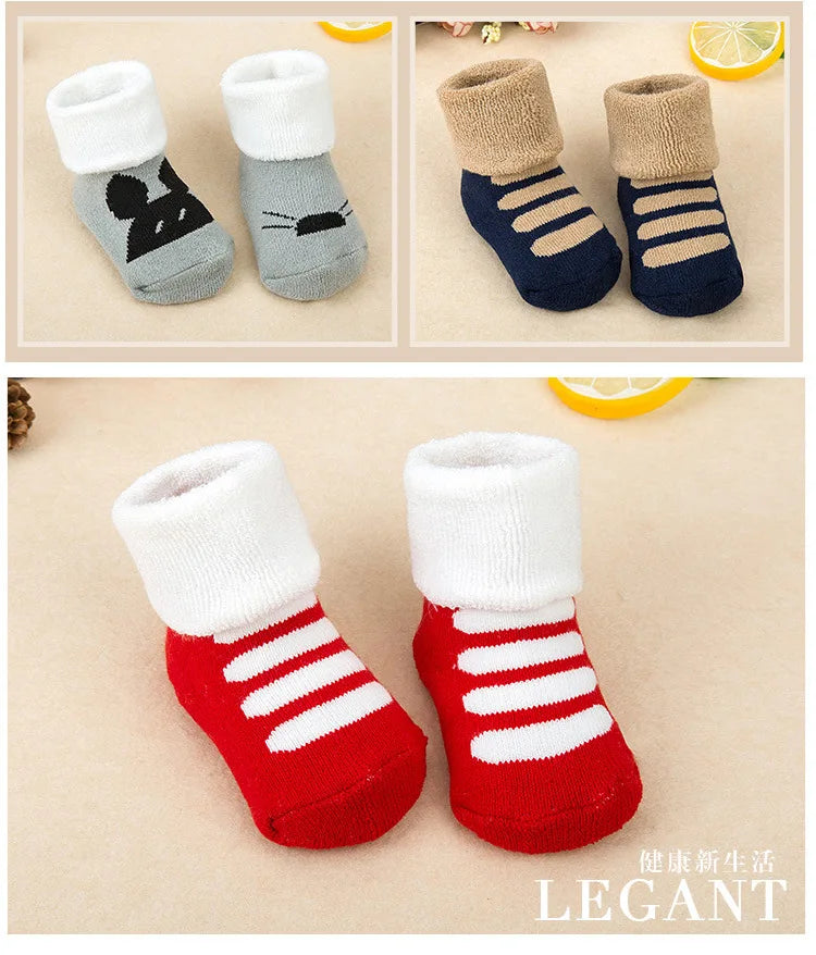 Baby Socks Girls Boys Print Thick Terry Clothes Newborn Accessories Kids Children Toddlers Slipper Gift Clothes Infant Stuff