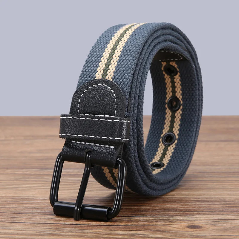 Fashion Perforated Knitted Canvas Belt for Men Jeans Clothing Accessories Sports Military Tactical Mens Belts for Student 2024